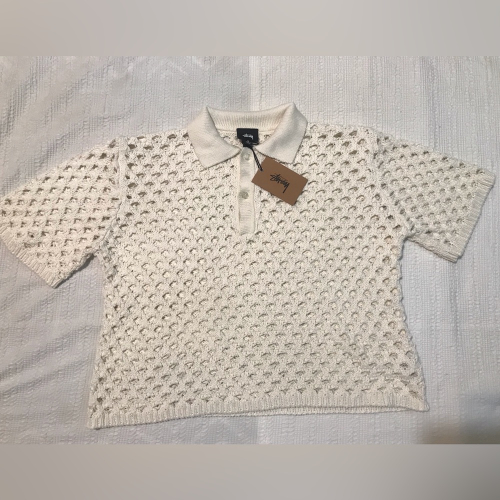 BIG MESH POLO SWEATER